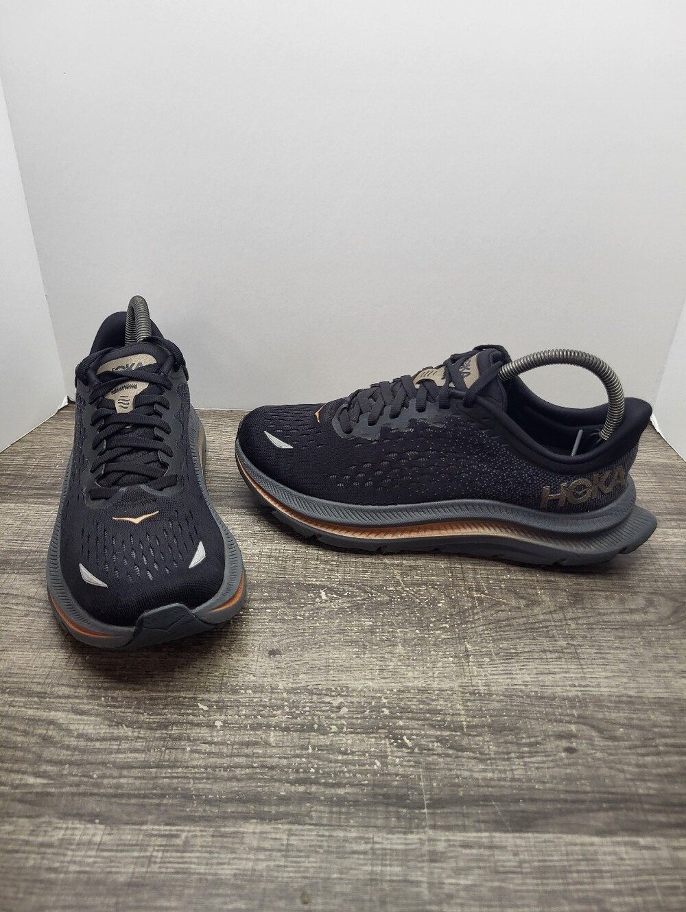 Hoka One One Shoes Womens Size 7.5 B Kawana Black Copper Mesh Running Sneakers